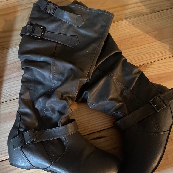 Gray Wide Calf Slouch Boots *Size 9.5*